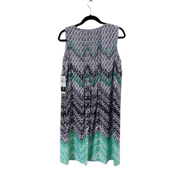 Perceptions Green & Black Sleeveless A-Line Dress - Picture 3 of 7